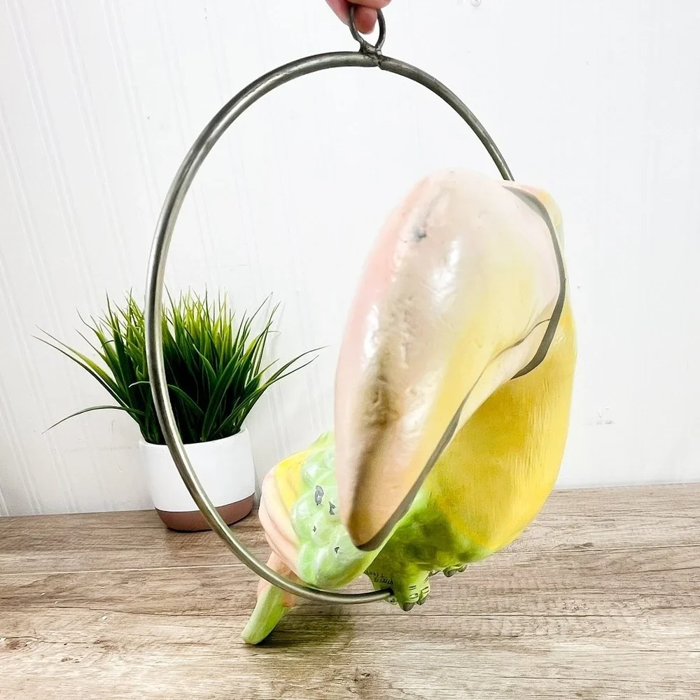 VTG Toucan Parrot Hand-Painted‎ Signed Sculpture Paper Mache Bustamante Style
